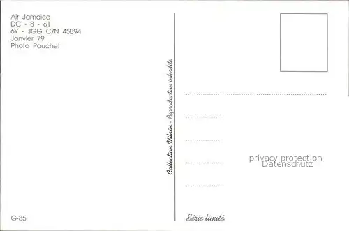 Flugzeuge Zivil Air Jamaica Dc 8 61 6Y JGG C N 45894  Kat. Flug