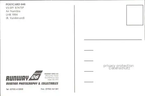 Flugzeuge Zivil Air Namibia B747SP VS SPF  Kat. Flug