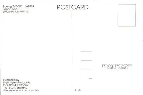 Flugzeuge Zivil Japan Asia Boeing 747 300 JA8189  Kat. Flug