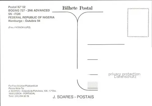 Flugzeuge Zivil Federal Republic of Nigeria Boeing 727 2N6 Advanced 5N FGN  Kat. Flug