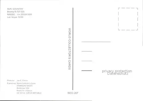 Flugzeuge Zivil Sun Country Boeing B727 225 N283SC c n 22559 1800 Kat. Flug