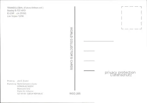 Flugzeuge Zivil Transglobal Boeing B 737 4YO EI CNF c n 25180 Kat. Flug