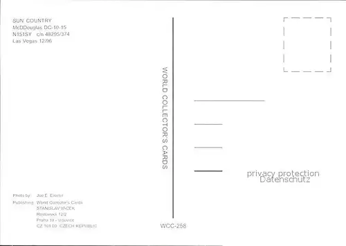 Flugzeuge Zivil Sun Country McDDouglas DC 10 15 N151SY c n48295 374 Kat. Flug