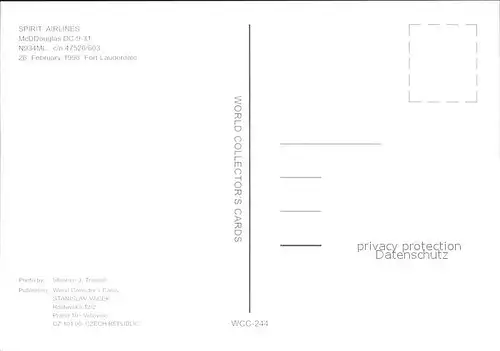 Flugzeuge Zivil Spirit Airlines McDDouglas DC 9 31 N934ML c n 47526 603 Kat. Flug
