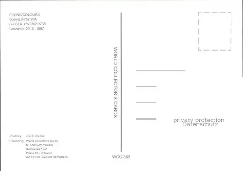 Flugzeuge Zivil Flying Colours Boeing B 757 28A G FCLA c n 27621 738 Kat. Flug