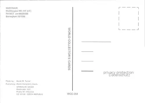 Flugzeuge Zivil Martinair McDDouglas MD 11F CF PH MCT c n 48629 586 Kat. Flug