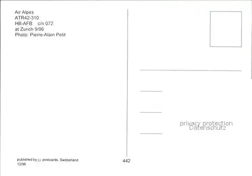 Flugzeuge Zivil Air Alpes ATR42 310 HB AFB c n 072  Kat. Flug