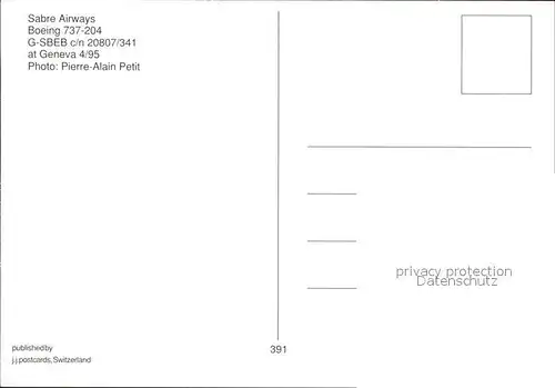Flugzeuge Zivil Sabre Airways Boeing 737 204 G SBEB c n 20807 341  Kat. Flug