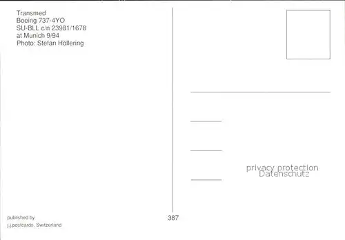 Flugzeuge Zivil Transmed Boeing 737 4YO SU BLL c n 23981 1678 Kat. Flug