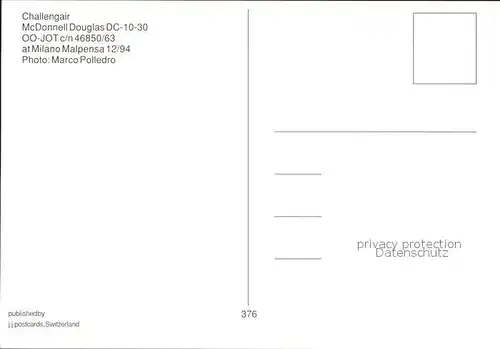 Flugzeuge Zivil Challengair  McDonnell Douglas DC 10 30 OO JOT c n 46850 63 Kat. Flug