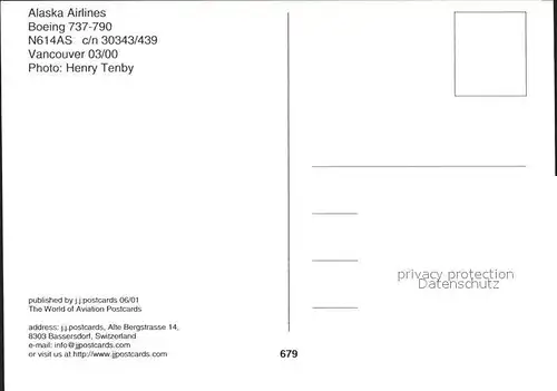 Flugzeuge Zivil Alaska Airlines Boeing 737 790 N614AS c n 30343 439 Kat. Flug