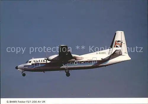 Flugzeuge Zivil Air UK Fokker F27 200 G BHMX  Kat. Flug