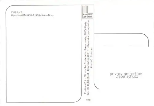Flugzeuge Zivil Cubana Ilyushin 62M CU T1259 Kat. Flug