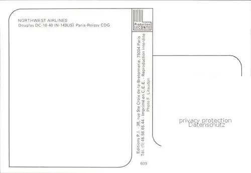 Flugzeuge Zivil Northwest Airlines Douglas DC 10 40 N 149US Kat. Flug
