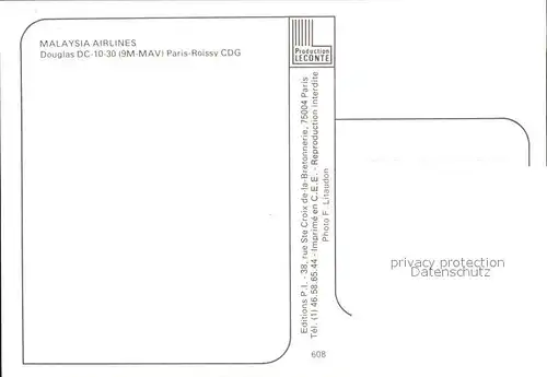 Flugzeuge Zivil Malaysia Airlines Douglas DC 10 30 9M MAV  Kat. Flug