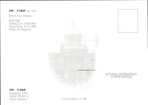 Flugzeuge Zivil British Asia Airways B747 436 G BNLZ c n 27091 964  Kat. Flug