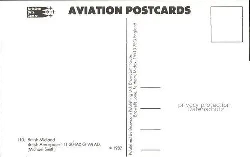 Flugzeuge Zivil British Midland British Aerospace 111 304AX G WLAD  Kat. Flug