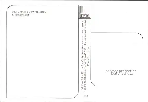Flughafen Airport Aeroporto Aeroport de Paris Orly Kat. Flug