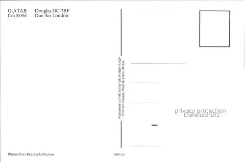 Flugzeuge Zivil Dan Air London Douglas DC 7BF G ATAB c n 45361  Kat. Flug