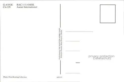Flugzeuge Zivil Autair International BAC1 11 416EK G AOE C n 129 Kat. Flug