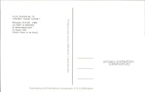 Flugzeuge Zivil Affretair McDouglas DC 8 55F Z WMJ c n 45821  Kat. Flug