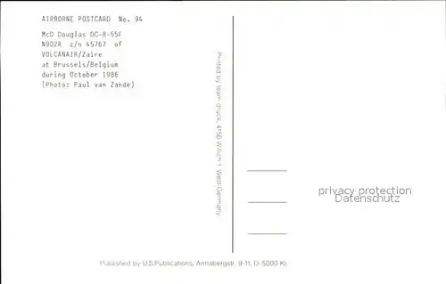 Flugzeuge Zivil Volcanair McD Douglas DC 8 55F N902R c n 45767 Kat. Flug