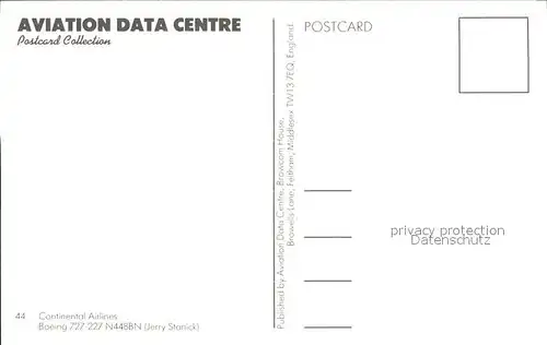 Flugzeuge Zivil Continental Boeing 727 227 N448BN Kat. Flug