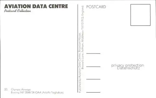 Flugzeuge Zivil Olympic Airways Boeing 747 284B SX OAA  Kat. Flug