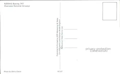 Flugzeuge Zivil Overseas National N359AS Boeing 747  Kat. Flug