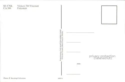 Flugzeuge Zivil Falconair Vickes 784 Viscount SE CNK c n 300 Kat. Flug