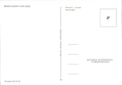 Flugzeuge Zivil Bangladesh Airlines Biman Douglas DC10 30 Kat. Flug