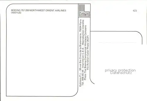 Flugzeuge Zivil Northwest Orient Airlines Boeing 757 200 N501US Kat. Flug