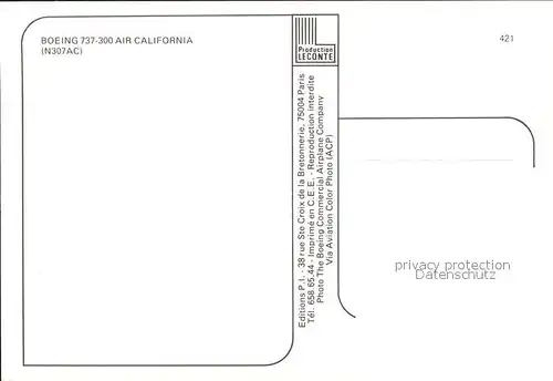 Flugzeuge Zivil Air California Boeing 737 300 N307AC Kat. Flug