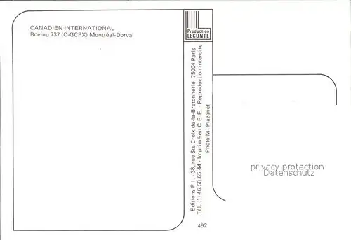 Flugzeuge Zivil Canadien International Boeing 737 C GCPX Kat. Flug