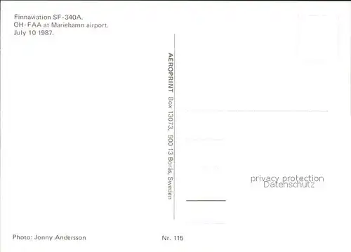Flugzeuge Zivil Finnaviation SF 340A OH FAA Kat. Flug