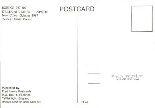 Flugzeuge Zivil Delta Air Lines Boeing 767 300 N190DN Kat. Flug