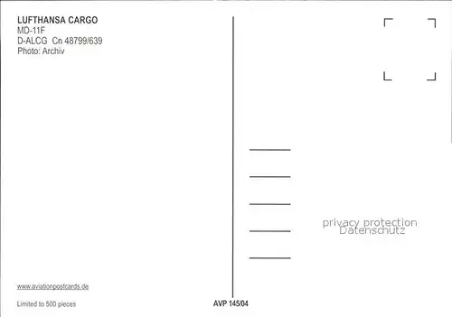 Lufthansa Cargo MD 11F D ALCG Cn 48799 639 Kat. Flug