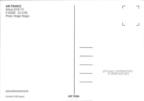 Flugzeuge Zivil Air France A318 111 F GUGE Cn2100 Kat. Flug