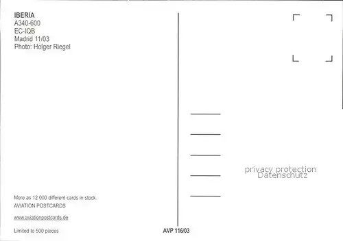 Flugzeuge Zivil Iberia A340 600 EC IQB Kat. Flug