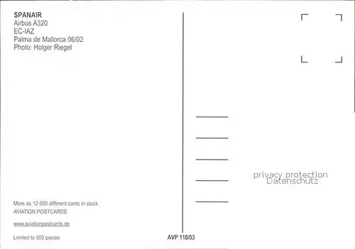 Flugzeuge Zivil Spanair A320 EC IAZ Kat. Flug