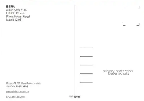 Flugzeuge Zivil Iberia A340 313X EC ICF Cn 459 Kat. Flug