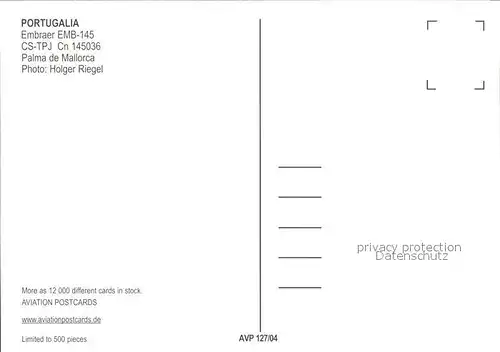 Flugzeuge Zivil Portugalia Embraer EMB 145 CS TPJ Cn 145036 Kat. Flug