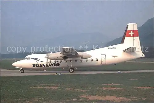 Flugzeuge Zivil Transavio Fokker F27 HB ISH Kat. Flug