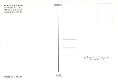 Flugzeuge Zivil Tarom Romania Boeing B.707 321C YR ABN c n 19379 Kat. Flug