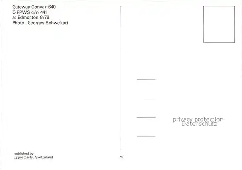 Flugzeuge Zivil Gateway Convair 640 C FPWS c n 441 
 Kat. Flug