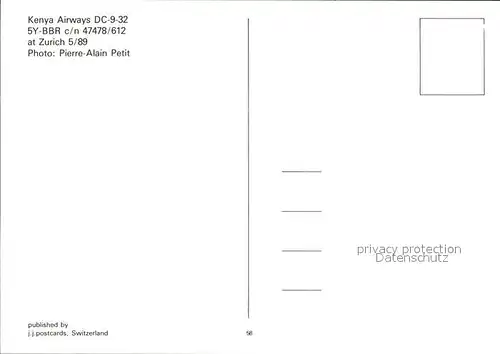 Flugzeuge Zivil Kenya Airways DC 9 32 5Y BBr c n 47478 612  Kat. Flug