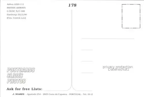 Flugzeuge Zivil British Airways A320 111 G BUSC N C 008 Kat. Flug