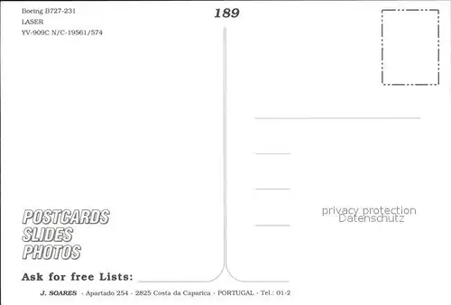 Flugzeuge Zivil LASER Boeing B727 231 YV 909C N C 19561 574 Kat. Flug