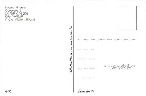 Flugzeuge Zivil Intercontinental Caravelle 3 SBN  AVP C N 260 Kat. Flug