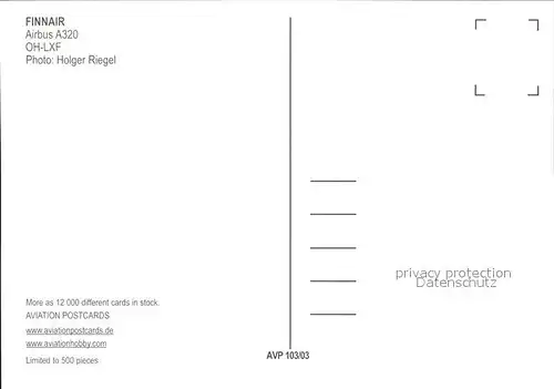 Flugzeuge Zivil Finnair Airbus A320 OH LXF  Kat. Flug